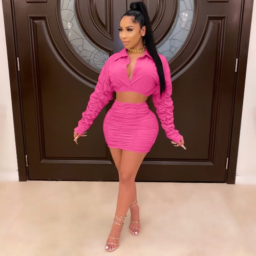 Runched mini skirt set PLUS SIZE