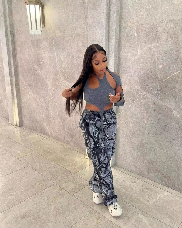 Loose camouflage printed pants