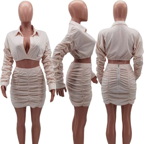 Runched mini skirt set PLUS SIZE