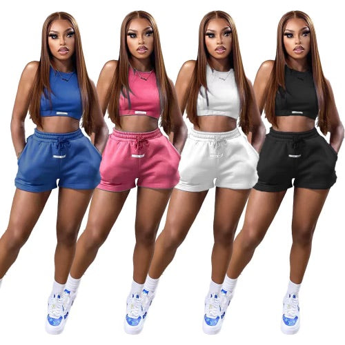 Casual sleeveless two piece shorts set