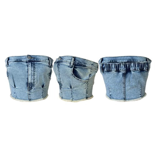 Denim zip crop