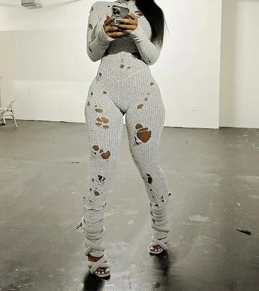 Hallow knitted one piece