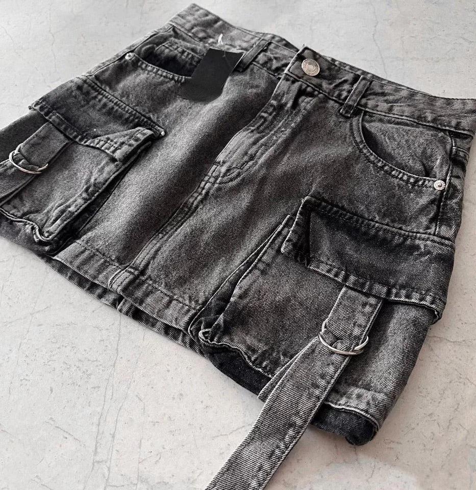 Pocket denim skirt