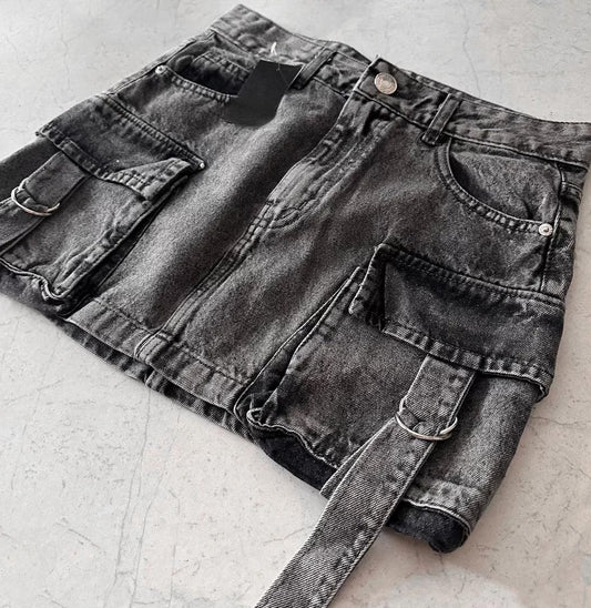Pocket denim skirt