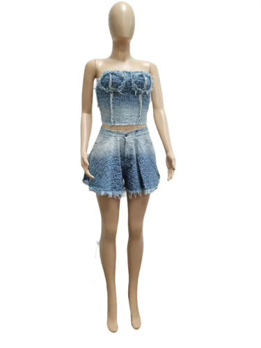 Tube top short set