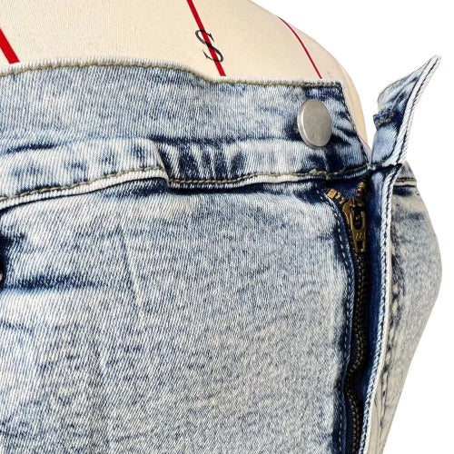 Denim zip crop