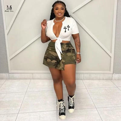 Cross crop tee